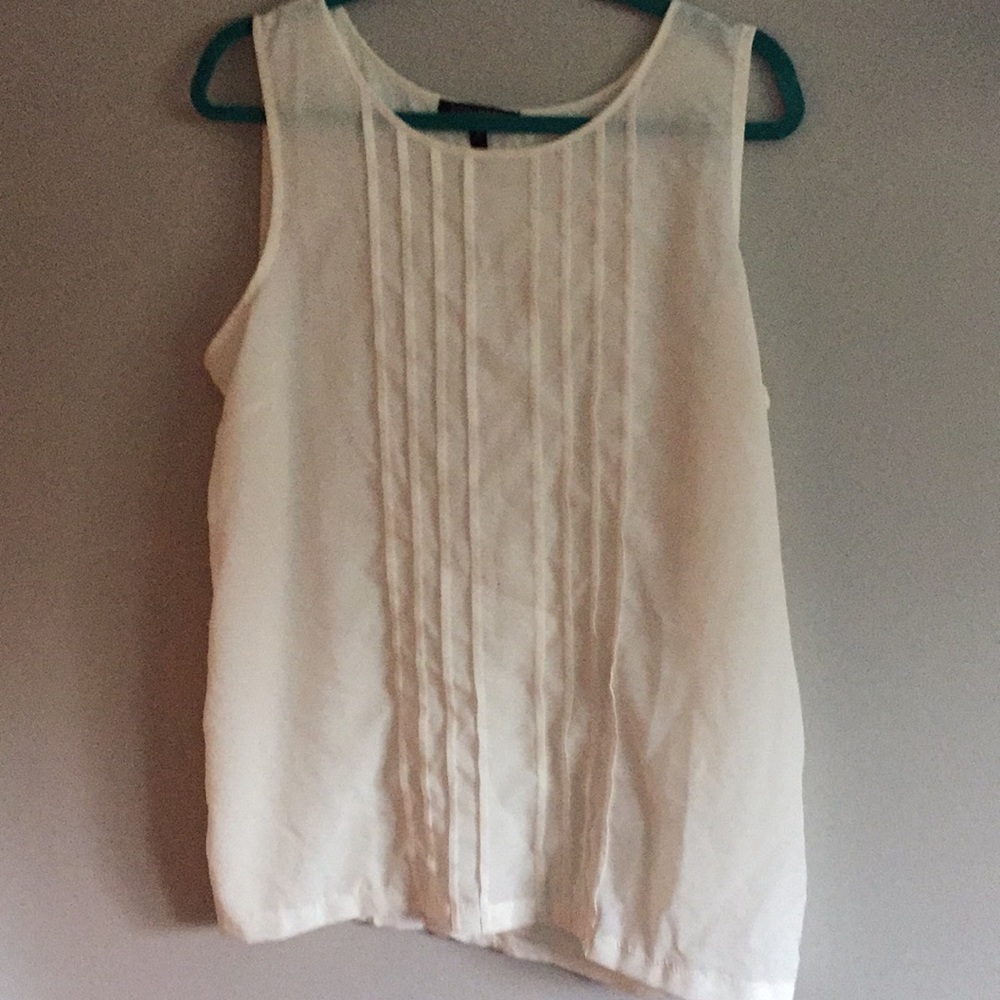 Banana Republic Sleeveless Ruffle Cream Blouse XL